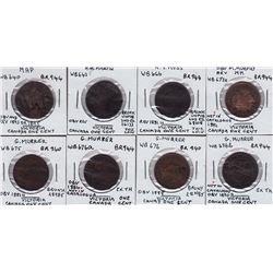 Canada Victoria large cent countermarks - Lot of 8