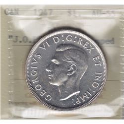 1947 Blunt 7 Silver Dollar J.O.P. Counterstamped