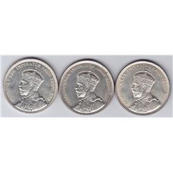 1935 Canadian Silver Dollars - Lot of 3