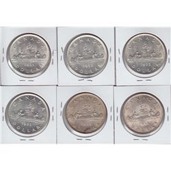 1935 Canadian Silver Dollars - Lot of 6