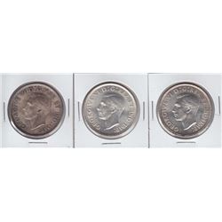 1937 Canadian Silver Dollars - Lot of 3