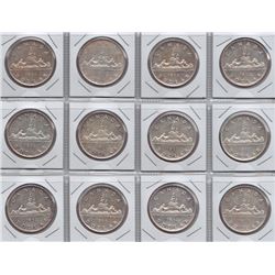 1952 Canadian Silver Dollars - Lot of 12