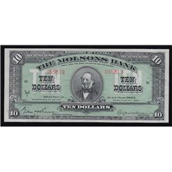 1922 Molsons Bank $10