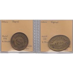 Lot of 2 Ingersoll Milk Tokens