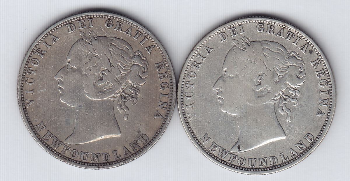 1885 Newfoundland Fifty Cents Lot of 2