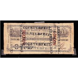 Bank of Montreal, $1, 1852, ovpt London, Contemporary Counterfeit