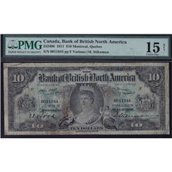 Bank of British North America $10, 1911.