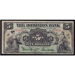 Dominion Bank $5, 1905