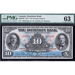 Dominion Bank $10, 1931