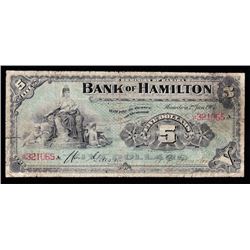 Bank of Hamilton $5, 1904