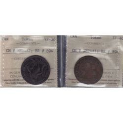 NOVA SCOTIA MERCHANT TOKENS - A Pair of Co. 3 NL. Br 894. in brass and copper.