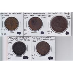 Lower Canada Breton Tokens Lot of 5