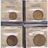 Image 1 : Fur Trade Tokens - Complete set of Hudson Bay Tokens - ICCS Graded Lot of 4