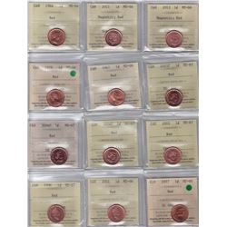 Lot of 22 ICCS Graded Red One Cents