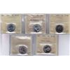 Image 1 : Lot of 5 ICCS Graded Five Cents