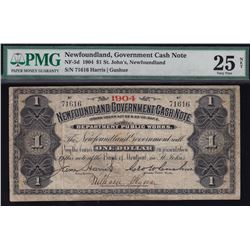 Newfoundland Government Cash Note $1, 1904