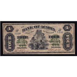 Bank of Acadia $4, 1872
