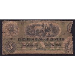 Farmers Bank of Rustico $5, 1872