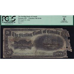 Sterling Bank of Canada $20, 1906