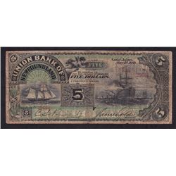 Union Bank of Newfoundland $5, 1889