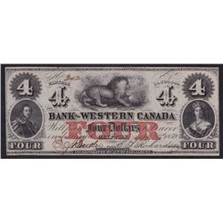 Bank of Western Canada $4, 1859