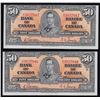Image 1 : Lot of 2 Consecutive Bank of Canada $50, 1937