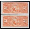 Image 2 : Lot of 2 Consecutive Bank of Canada $50, 1937