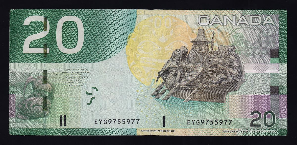 Error Bank Note ERROR NOTE - Bank of Canada $20, 2004