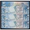 Image 1 : Lot of 3 Consecutive Bank of Canada $5, 1986 Radars - One Digit Solid Number Note
