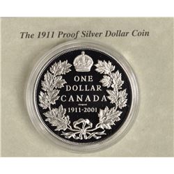 1911 Proof Silver Dollar 1911-2001 with C.O.A