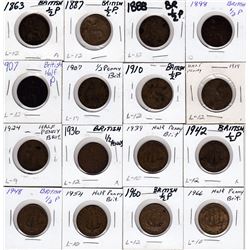 Lot of 16 British Half Pennies