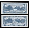 Image 2 : Bank of Canada $5, 1954 - Lot of Two Consecutive Notes