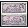 Image 1 : Bank of Canada $10's, 1954 Lot of 2 Consecutive