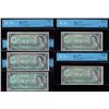 Image 1 : Bank of Canada $1, 1967 - Lot of Five CCCS Certified Banknotes