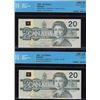 Image 2 : Bank of Canada $20's, 1991 Lot of Two Consecutive Notes