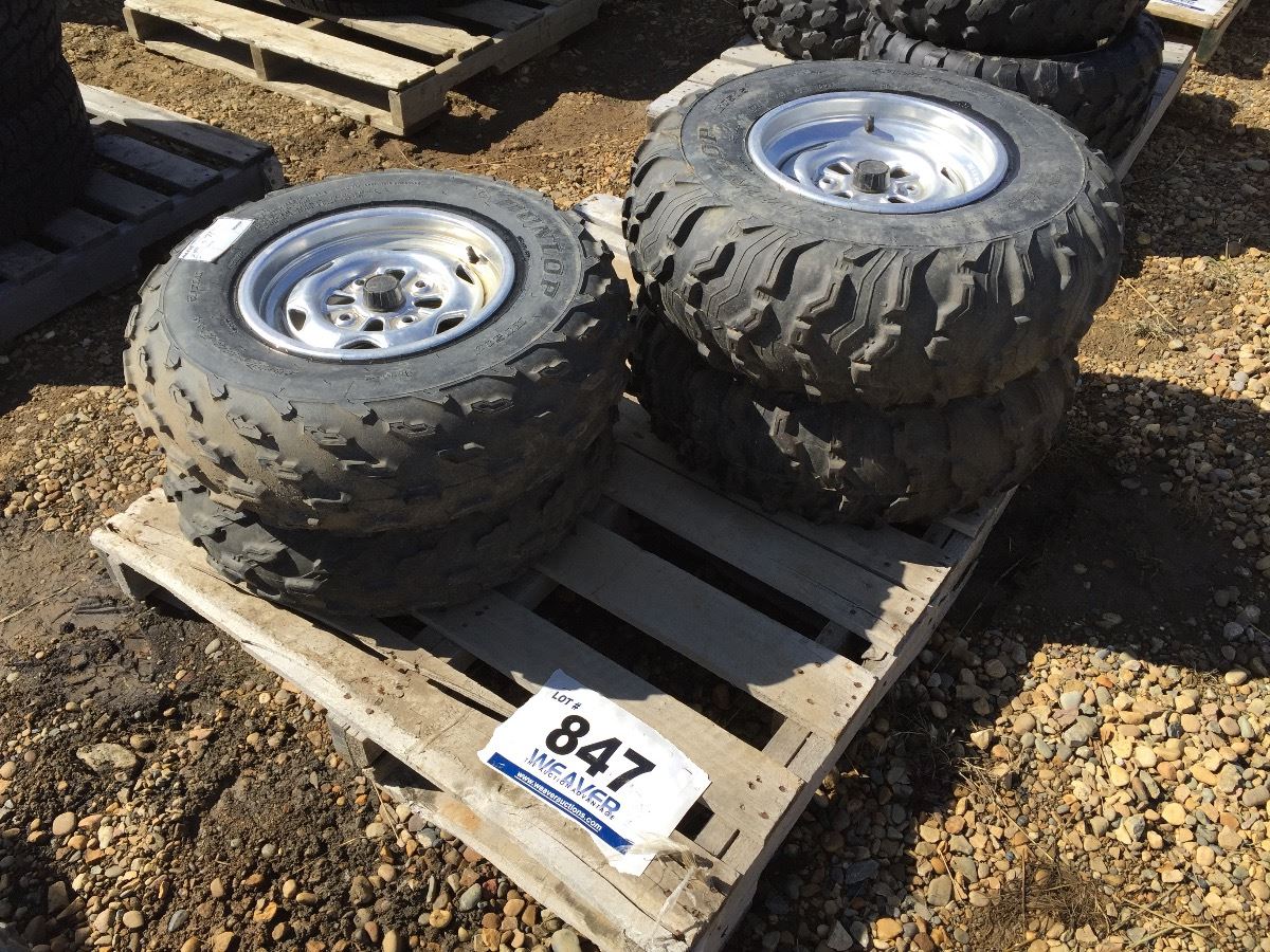 (4) DUNLOP AT25X8R12, AT25X10R12, ATV TIRES/RIMS