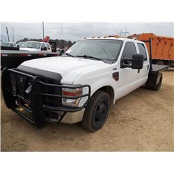 2010 FORD F350XL CREWCAB FLATBED TRUCK, S/N 1FDWW3GR3AEB27047, V8 POWERSTROKE ENG, A/T, HEADACHE RAC