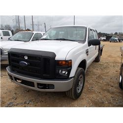 2008 FORD F350 S/A 4X4 FLATBED TRUCK, S/N 1FTWW31548EA98923, V8 GAS ENG, AUTO TRANS, CREW CAB, 8' FL