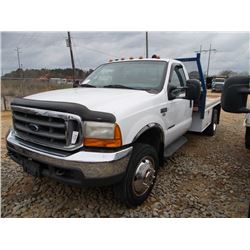 2000 FORD F450 FLATBED TRUCK, S/N 1FDXF46F3YEC45112, POWERSTROKE DIESEL, 6 SPD TRANS, 12' KNAPHEIDE 