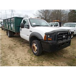 2005 FORD F550 S/A FLATBED, S/N 1FDAF56P85EA38795, POWER STROKE DIESEL ENGINE, A/T, 16' FLATBED BODY