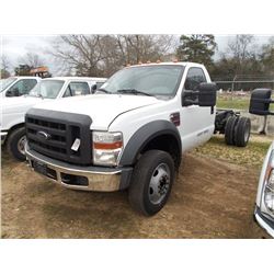 2008 FORD F550 CAB AND CHASSIS, S/N 1FDAF56R58EA50375, POWERSTROKE DIESEL ENG, AUTO TRANS, ODOMETER 