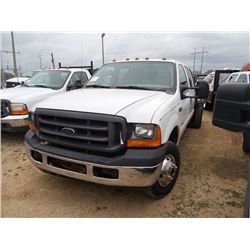 1999 FORD F350 4X4 FLATBED TRUCK, S/N 1FDWW37F1XFE06222, POWERSTROKE DIESEL ENG, 5 SPD TRANS, CREWCA