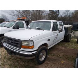 1997 FORD F350 XL FLATBED TRUCK, S/N 1FDJW35F1VEB01815, FORD POWERSTROKE DIESEL ENG, AUTO TRANS, CRE