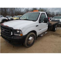 2003 FORD F350 S/A FLATBED TRUCK, S/N 1FDMF36F53EA98803, POWERSTROKE DIESEL, ENG, A/T, 12' FLATBED B