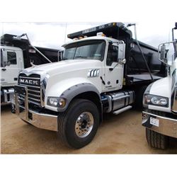 2016 MACK GU713 TRI-AXLE DUMP, S/N 1M2AX07C0GM025320, MACK MP8 ENG, T310M MACK 10 SPD TRANS, 44K REA