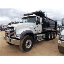 2016 M ACK GU713 TRI-AXLE DUMP, S/N 1M2AX07C3GM025330, T310M MACK 10 SPD TRANS, 44K REARS, 20K FRONT