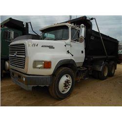 1995 FORD AEROMAX L-9000 T/A DUMP, S/N 1FTYY95U3SVA61831, CUMMINS DIESEL ENG, 9 SPD TRANS, 40K REARS