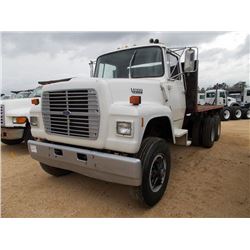 1987 FORD L8000 T/A FLATBED TRUCK, S/N 1FDYU82A1HVA33367, FORD DIESEL ENG, 9 SPD TRANS, 16' FLATBED,
