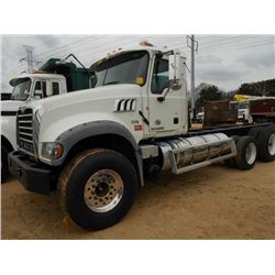 2013 MACK GU713 TRI-AXLE CAB & CHASSIS, S/N 1M1AX07YXDM016958, 455 HP MACK MP8 455M DSL ENG, ALLISON