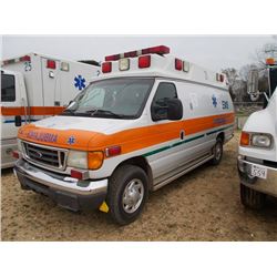 2006 FORD 350 AMBULANCE, S/N 1FDSS34P56DB09966, TYPE II VAN, FORD DIESEL ENG, AUTO TRANS, ODOMETER R